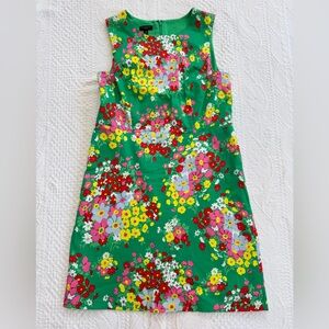 Talbots Green Springtime Floral Shift Dress Size 4P Petite